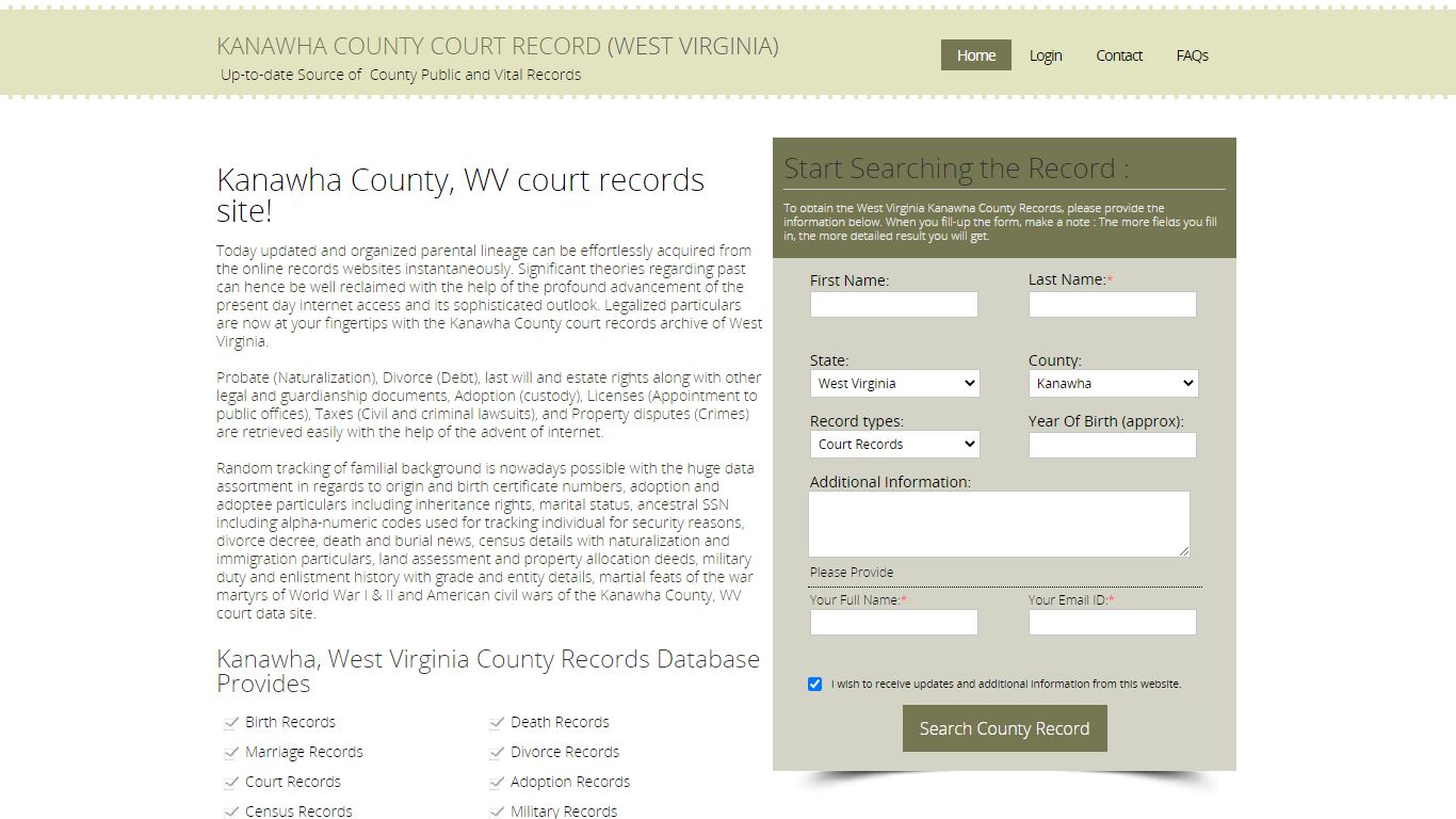 Kanawha County, West Virginia Public Court Records Index